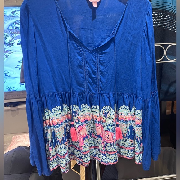 Lily Pulitzer Kahli peasant top EUC size M - Picture 2 of 6